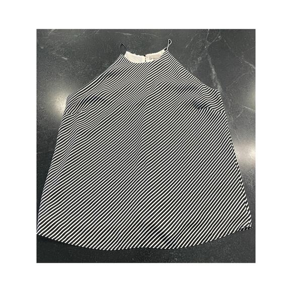 H&M black and whie stripe silky racerback dressy tank top Med - Picture 1 of 10